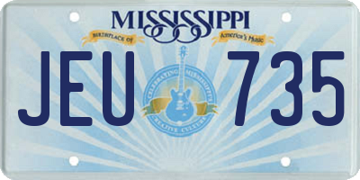 MS license plate JEU735