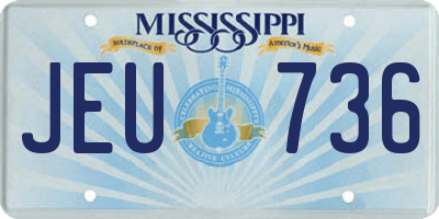 MS license plate JEU736