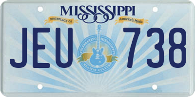 MS license plate JEU738