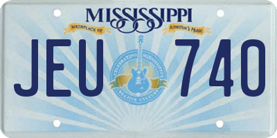 MS license plate JEU740