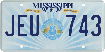 MS license plate JEU743