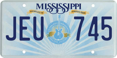 MS license plate JEU745