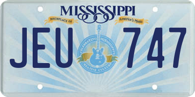 MS license plate JEU747
