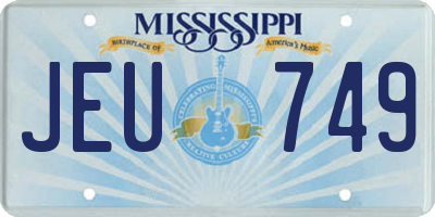 MS license plate JEU749