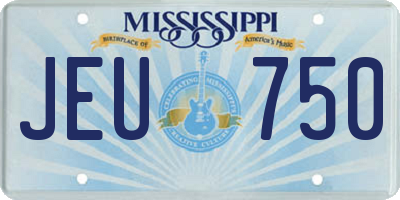 MS license plate JEU750