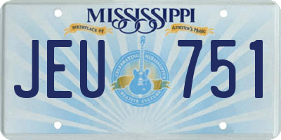 MS license plate JEU751