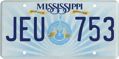 MS license plate JEU753