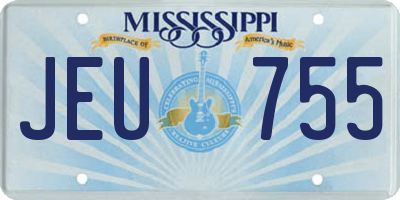MS license plate JEU755