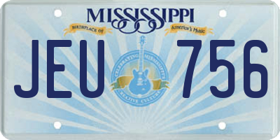 MS license plate JEU756