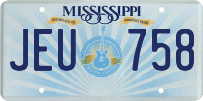 MS license plate JEU758