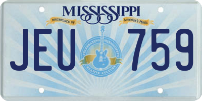 MS license plate JEU759