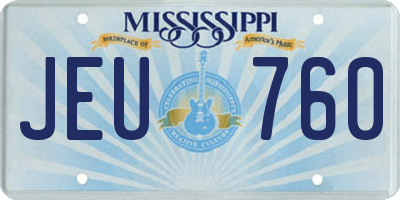 MS license plate JEU760