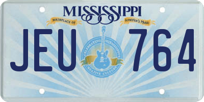 MS license plate JEU764