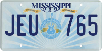MS license plate JEU765