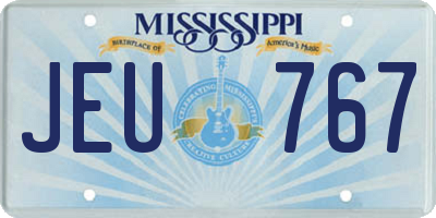 MS license plate JEU767