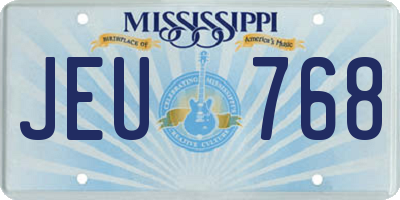 MS license plate JEU768