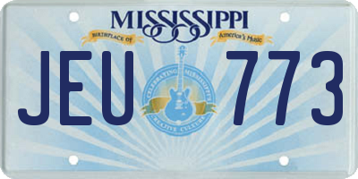 MS license plate JEU773