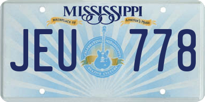 MS license plate JEU778