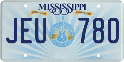 MS license plate JEU780