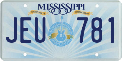 MS license plate JEU781