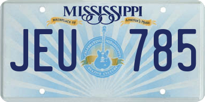 MS license plate JEU785