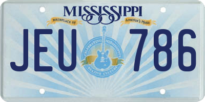 MS license plate JEU786