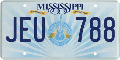 MS license plate JEU788