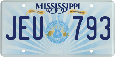 MS license plate JEU793