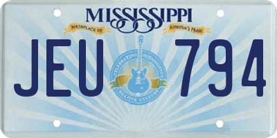 MS license plate JEU794
