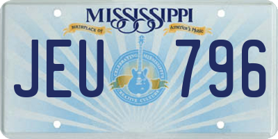 MS license plate JEU796