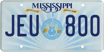MS license plate JEU800