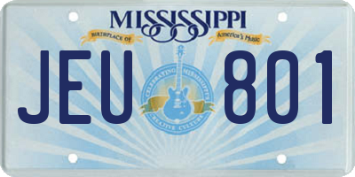 MS license plate JEU801