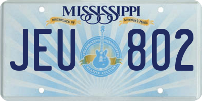 MS license plate JEU802