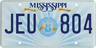 MS license plate JEU804