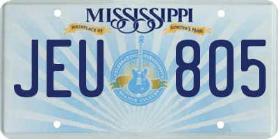 MS license plate JEU805