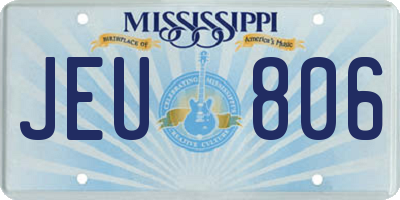 MS license plate JEU806