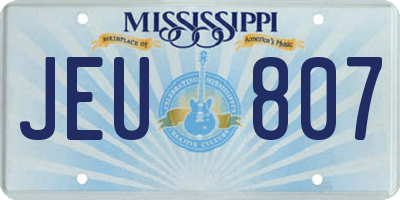 MS license plate JEU807