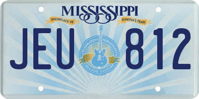 MS license plate JEU812
