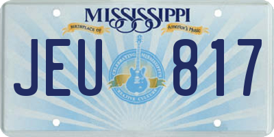MS license plate JEU817
