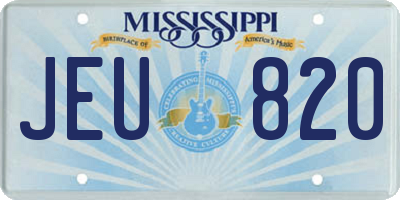 MS license plate JEU820