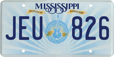 MS license plate JEU826