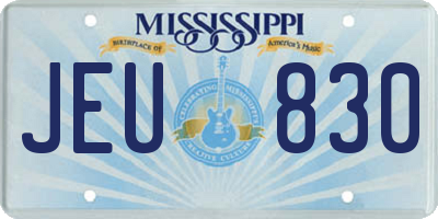 MS license plate JEU830