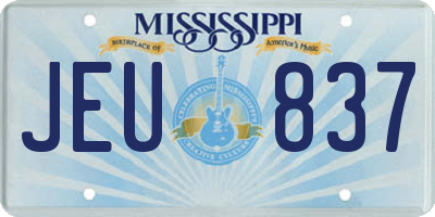 MS license plate JEU837
