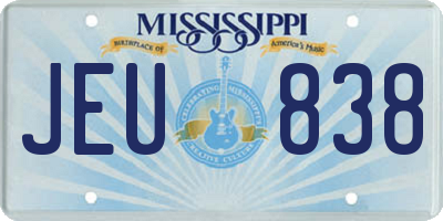 MS license plate JEU838