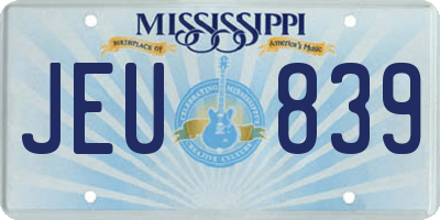 MS license plate JEU839