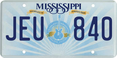 MS license plate JEU840
