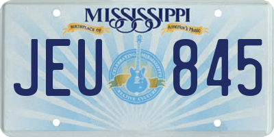 MS license plate JEU845