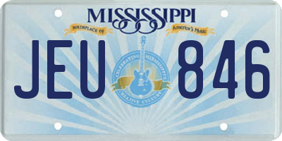 MS license plate JEU846