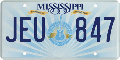 MS license plate JEU847