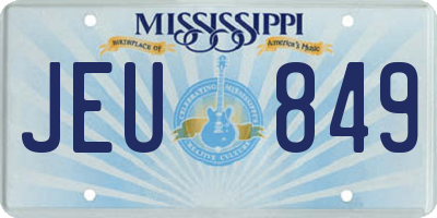 MS license plate JEU849